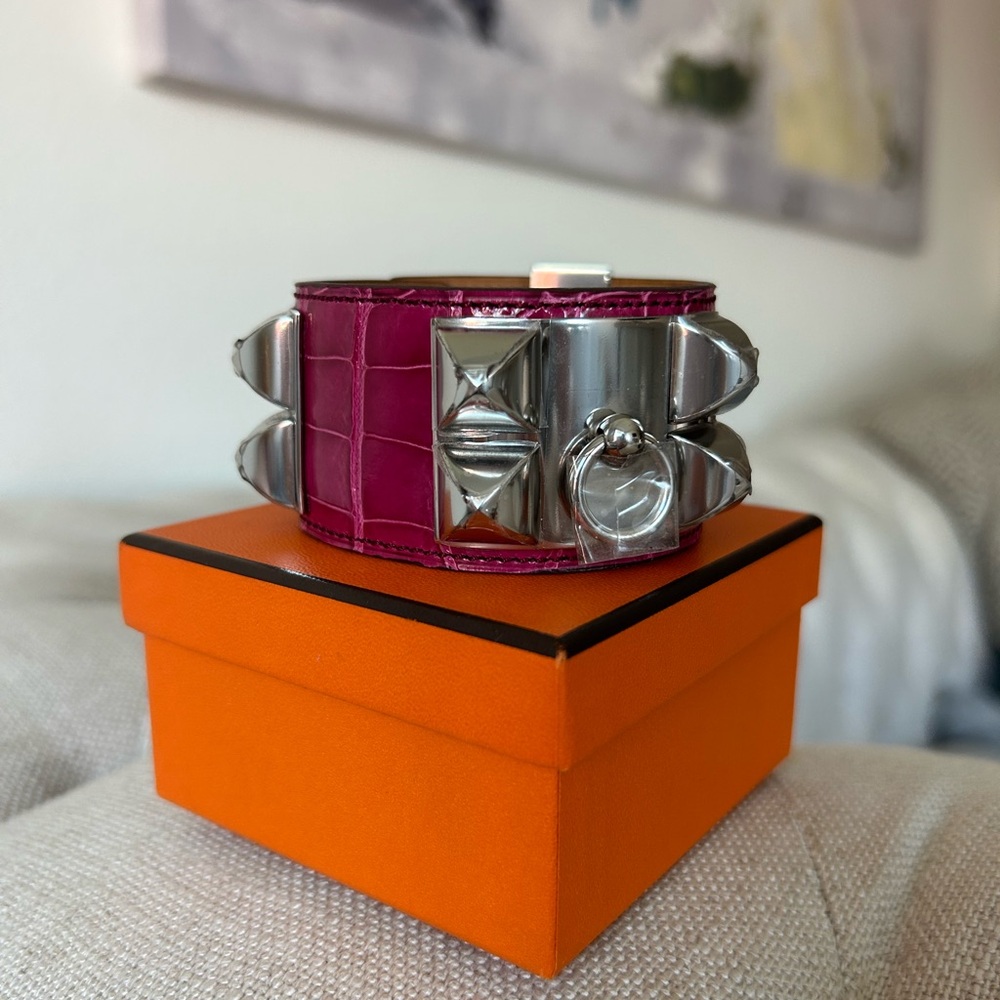 HERMES COLLIER DE CHIEN CROCODILE BRACELET NEW!